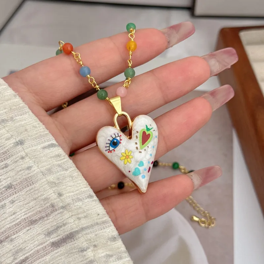 Heart evil eye necklace