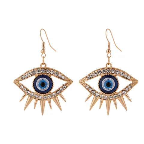 Fish hook evil eye earrings